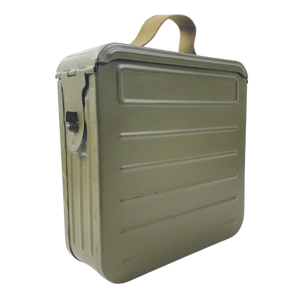 Soviet ammunition box with 7.62x54R belt, 200 rounds, aluminium Soviet ammunition box with 7.62x54R belt, 200 rounds, aluminium